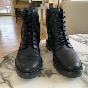 Vince black leather combat boots size 6.5